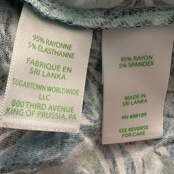 Lilly Pulitzer PJ Knit SS Button-Up Top Sea Salt Blue Barking Up the Palm Tree - Picture 5 of 8